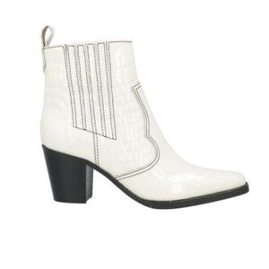Ganni Callie Croc Effect Leather Ankle Boots
